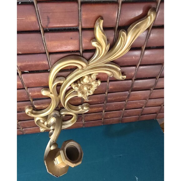 Vintage 1960s Ornate Wall Sconce Candle Holder Hollywood Regency Syroco Inc - Picture 4 of 5